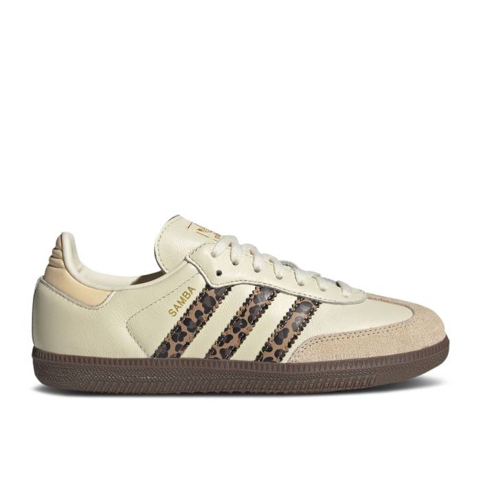 アディダス Adidas 【 Samba Og J Leopard Youth Cream White/Core Black/Sand Strata 】 サンバ ジュニア キッズ クリーム 白色 ホワイト コア 黒色 ブラック 砂色・サンド