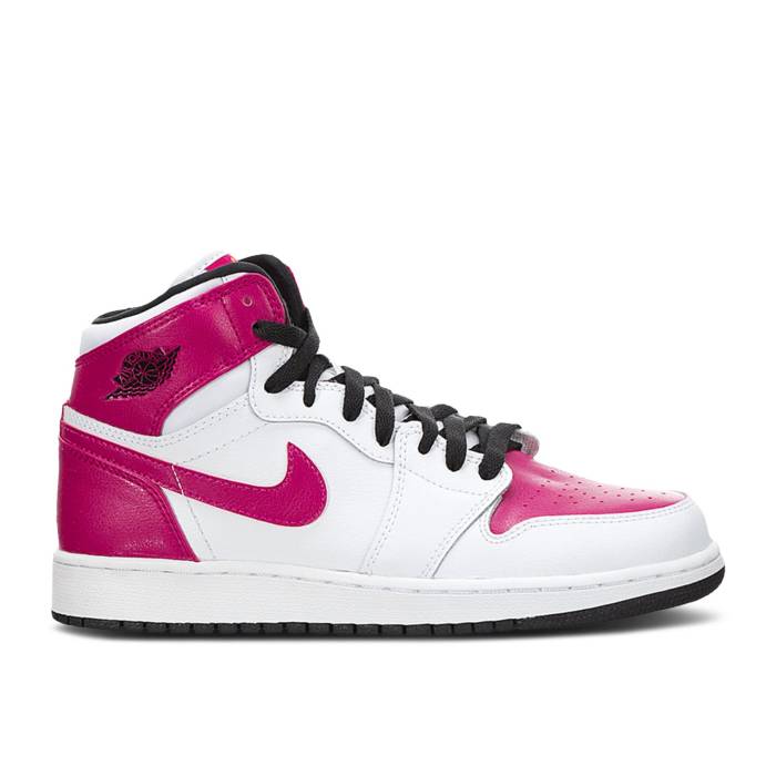 ナイキ エアジョーダン Air Jordan 【 Jordan 1 Retro High ガウス \u0027White Sport Fuchsia\u0027 Youth White/Sport Fuchsia-Hot Lava-Black 】 レトロ ご機嫌 御坊っちゃん キッズ 白いこと 白いこと 靴-キッズファッション-キッズ・ベビー・マタニティ