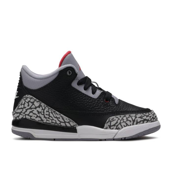 ナイキ エアジョーダン Air Jordan 【 Jordan 3 Retro Og Ps \u0027Black Cement\u0027 2018 Youth Black/Fire Red-Cement Grey 】 レトロ 御坊っちゃん キッズ 黒いこと 黒いこと 火の手 薄墨色 薄墨色