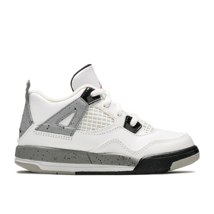 ナイキ エアジョーダン Air Jordan 【 Jordan 4 Retro Og Td \u0027White Cement\u0027 2016 Infant White/Fire Red/Black/Matte Silver 】 レトロ もの言う花 白いこと 白いこと 火の手 Red 赤・赤いこと 黒いこと 黒いこと Silver しろがね色・シルバ