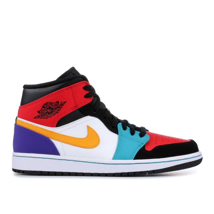 ナイキ エアジョーダン Air Jordan 【 Jordan 1 Mid \u0027Multi-Color\u0027 Men White/Black-Turbo Green-University Red 】 ミッド メンズ 白いこと 白いこと Red 赤・赤いこと