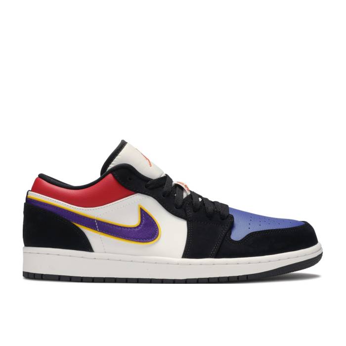 ナイキ エアジョーダン Air Jordan 【 Jordan 1 Low \u0027Rivals\u0027 Men Black/Court Purple-University Gold-Bright Crimson-Game Royal-White 】 メンズ 黒いこと 黒いこと 厚地の外套
