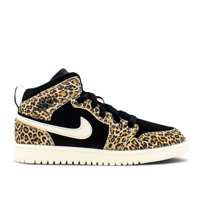 ナイキ エアジョーダン Air Jordan 【 Jordan 1 Mid Se Ps 'Cheetah' Youth Black/Pale Ivory/Desert Ore 】 ミッド ジュニア キッズ 黒色 ブラック アイボリー|スニケス