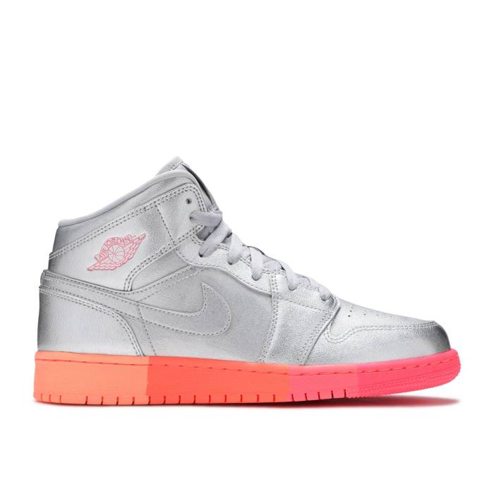 ナイキ エアジョーダン Air Jordan 【 Jordan 1 Mid Gs 'Metallic Silver Pink Crimson' Youth Metallic Silver/Racer Pink/Wolf Grey/Crimson 】 ミッド Silver 銀色・シルバー pink ピンク ジュニア キッズ Silver 銀色・シルバ|スニケス