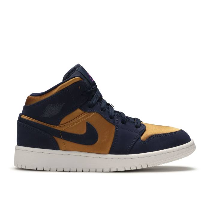 ナイキ エアジョーダン Air Jordan 【 Jordan 1 Mid Se Gs 'Obsidian Desert Ochre' Youth Obsidian/Hyper Violet/Desert Ochre/White 】 ミッド ジュニア キッズ 紫・バイオレット 白色 ホワイト|スニケス