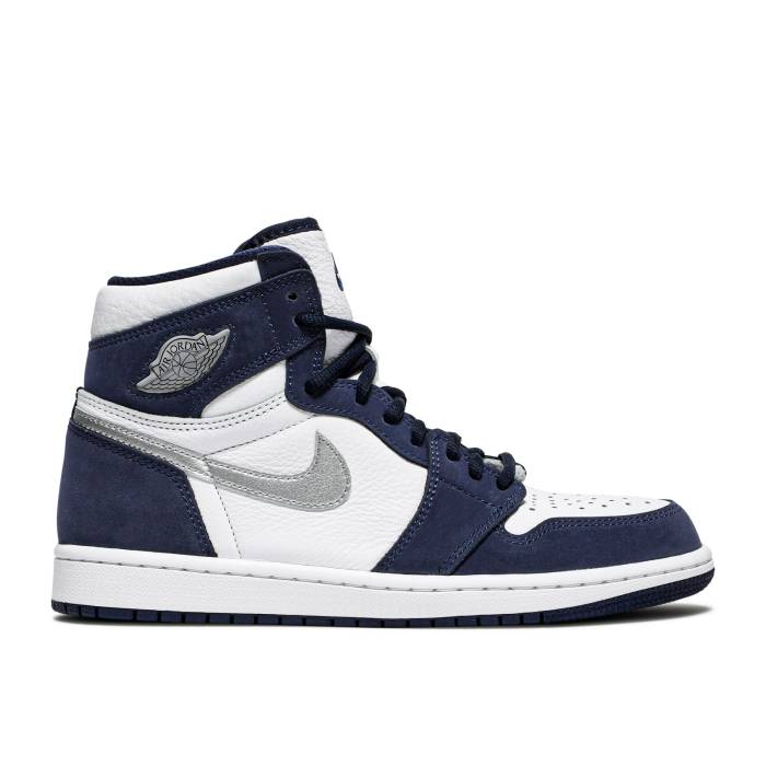 ナイキ エアジョーダン Air Jordan 【 Jordan 1 Retro High Co.jp Midnight Navy 2020 Men White/Midnight Navy/Metallic Silver 】 レトロ ハイ メンズ 白色 ホワイト 紺色 ネイビー Silver 銀色・シルバー