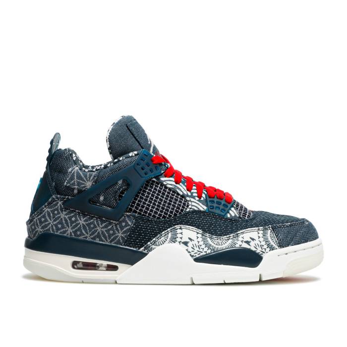 ナイキ エアジョーダン Air Jordan 【 Jordan 4 Retro Se \u0027Sashiko\u0027 Men Deep Ocean/Sail/Cement Grey/Fire Red 】 レトロ メンズ ディープ 薄墨色・シメント 薄墨色 薄墨色 たき火 Red 赤・赤いこと