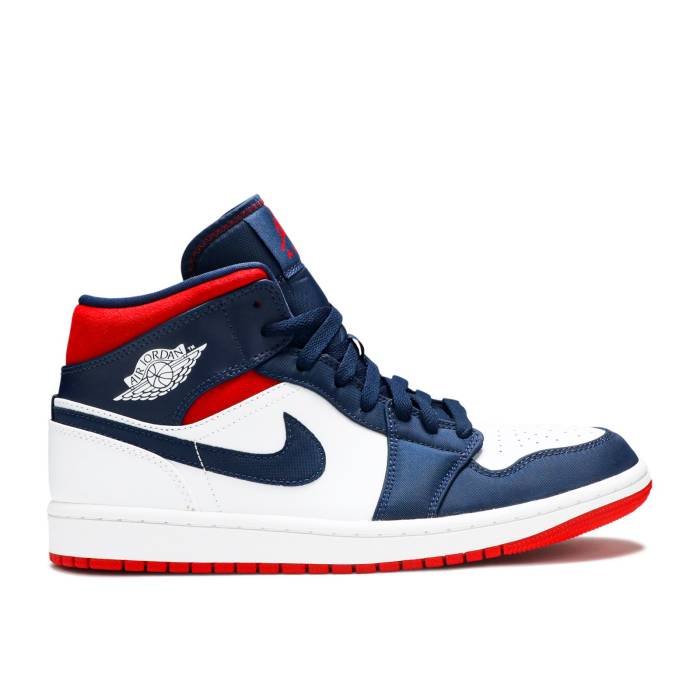 ナイキ　エアジョーダン Air Jordan 【 Jordan 1 Mid Se 'Olympic' Men White/Midnight Navy/Varsity Red 】 ミッド メンズ 白色 ホワイト 紺色 ネイビー Red 赤・レッド 70,235円