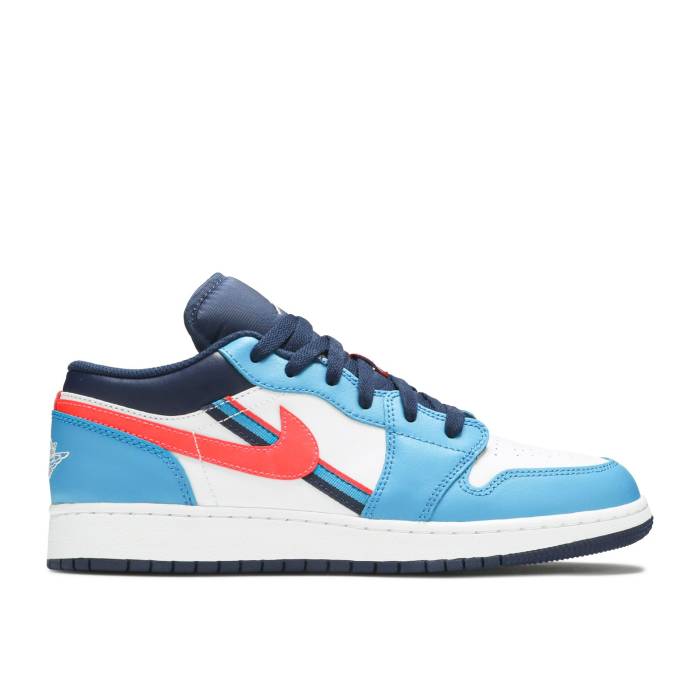 ナイキ エアジョーダン Air Jordan 【 Jordan 1 Low ガウス \u0027Game Time\u0027 Youth White/Flash Crimson/Comet Blue 】 御坊っちゃん キッズ 白いこと 白いこと クリムゾン 青味 青み