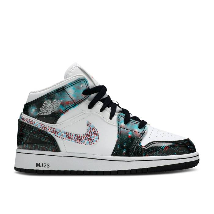 ナイキ エアジョーダン Air Jordan 【 Jordan 1 Mid Se Ps 'Take Flight' Youth White/Bright Crimson/Blue Hero 】 ミッド ジュニア キッズ 白色 ホワイト クリムゾン 青色 ブルー|スニケス
