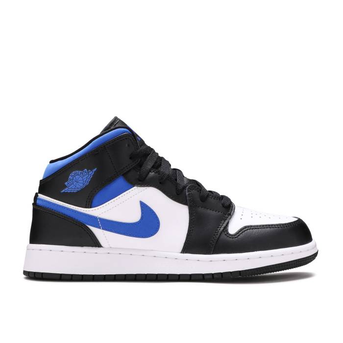 ナイキ エアジョーダン Air Jordan 【 Jordan 1 Mid ガウス \u0027Racer Blue\u0027 Youth White/Racer Blue/Black 】 ミッド 御坊っちゃん キッズ 白いこと 白いこと 青味 青み 黒いこと 黒いこと