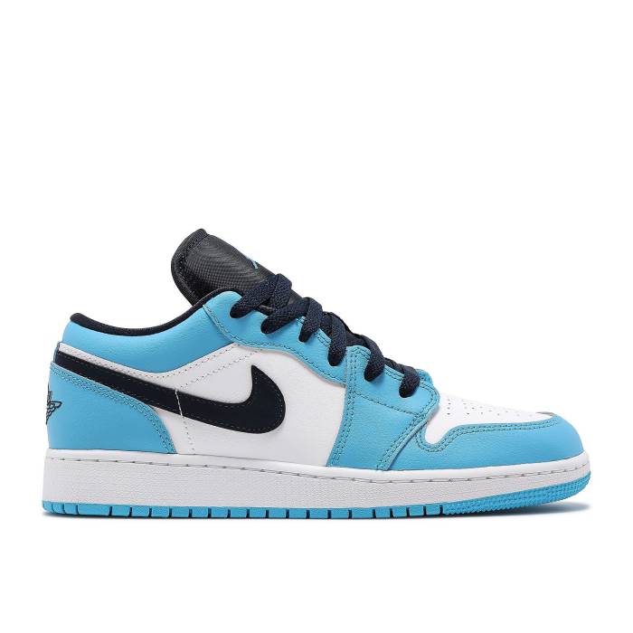 ナイキ エアジョーダン Air Jordan 【 Jordan 1 Low ガウス \u0027Unc\u0027 Youth White/University Blue/Obsidian 】 御坊っちゃん キッズ 白いこと 白いこと 青味 青み