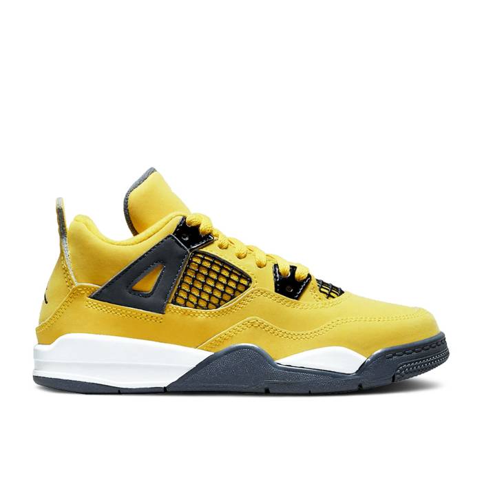 ナイキ エアジョーダン Air Jordan 【 Jordan 4 Retro Ps \u0027Lightning\u0027 2021 Youth Tour Yellow/Multi-Color/Multi-Color/Dark Blue Grey 】 レトロ 御坊っちゃん キッズ yellow 黄味がかった・黄色 青味 青み 薄墨色 薄墨色