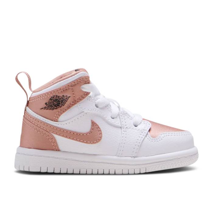 ナイキ エアジョーダン Air Jordan 【 Jordan 1 Mid Td \u0027White Rose Gold\u0027 Infant White/Rose Gold/Black 】 ミッド Rose さくら色 もの言う花 白いこと 白いこと Rose さくら色 ゴールド 黒いこと 黒いこと