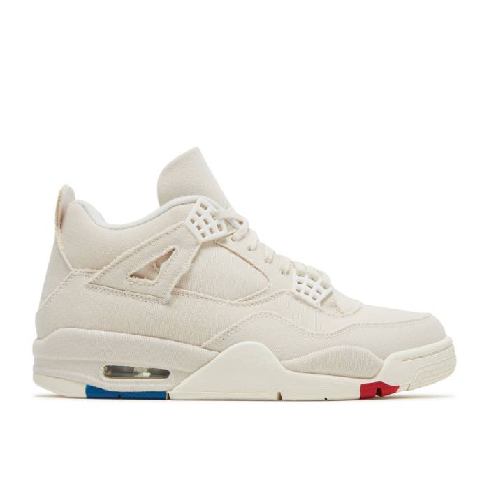 ナイキ　エアジョーダン Air Jordan 【 Wmns Jordan 4 Retro 'Blank Canvas' Women Sail/Sail/Cement Grey/Fire Red 】 レトロ レディース 灰色・シメント 灰色 グレー ファイア Red 赤・レッド