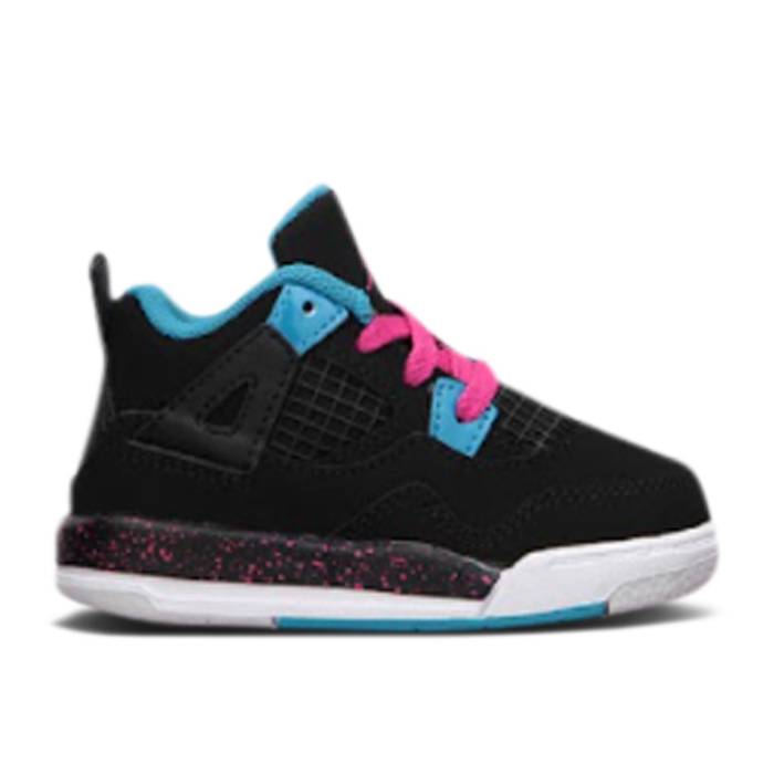 ナイキ エアジョーダン Air Jordan 【 Jordan 4 Retro Td \u0027Black Vivid Pink\u0027 Infant Black/Vivid Pink/Dynamic Blue/White 】 レトロ もの言う花 黒いこと 黒いこと pink さくら色 活動的 青碧 青碧 白いこと 白いこと