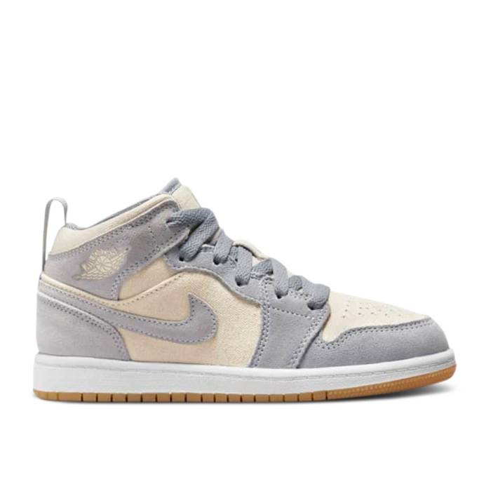 ナイキ エアジョーダン Air Jordan 【 Jordan 1 Mid Se Ps Coconut Milk Particle Grey Youth Coconut Milk/Particle Grey/White/Coconut Milk 】 ミッド ジュニア キッズ 灰色 グレー 白色 ホワイト