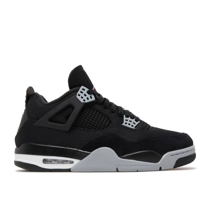 ナイキ エアジョーダン Air Jordan 【 Jordan 4 Retro Se \u0027Black Canvas\u0027 Men Black/White/Fire Red/Light Steel Grey 】 レトロ メンズ 黒いこと 黒いこと 白いこと 白いこと たき火 Red 赤・赤いこと Steel スチール写真 薄墨色 グ