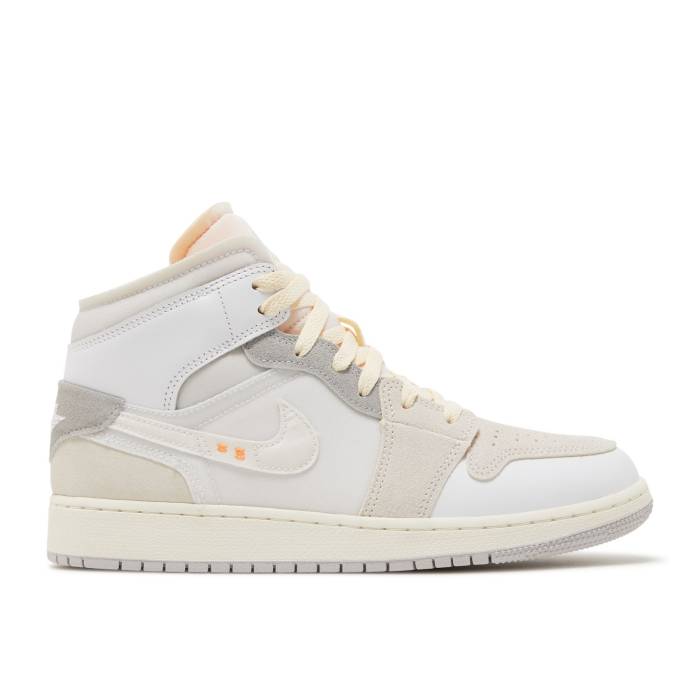 ナイキ エアジョーダン Air Jordan 【 Jordan 1 Mid Se Craft ガウス \u0027Inside Out\u0027 Youth White/Neutral Grey/Montreal Grey/Phantom 】 ミッド 御坊っちゃん キッズ 白いこと 白いこと 薄墨色 薄墨色 モントリオール スニーカー-キッズ・ベビー・マタニティ