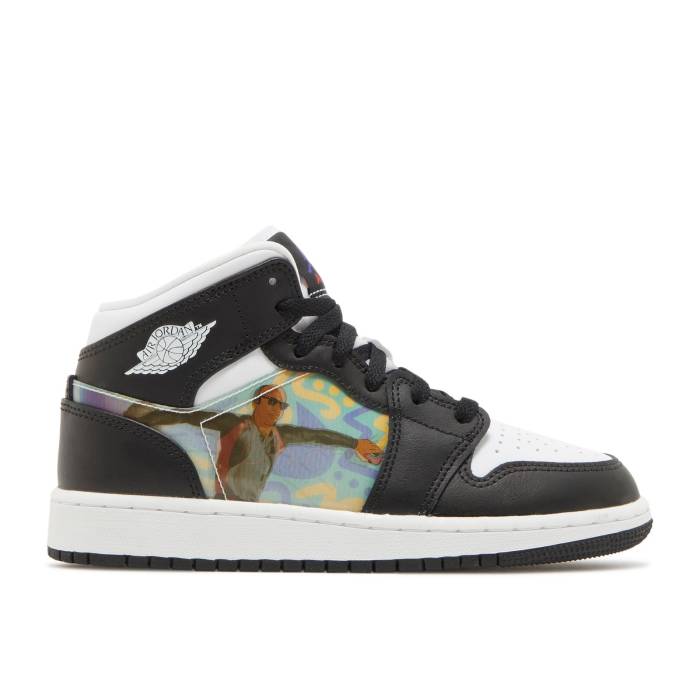 ナイキ エアジョーダン Air Jordan 【 Jordan 1 Mid ガウス \u0027Hologram\u0027 Youth Black/New Emerald/University Red/Dark Concord 】 ミッド 御坊っちゃん キッズ 黒いこと 黒いこと Red 赤・赤いこと コンコルド・コンコード