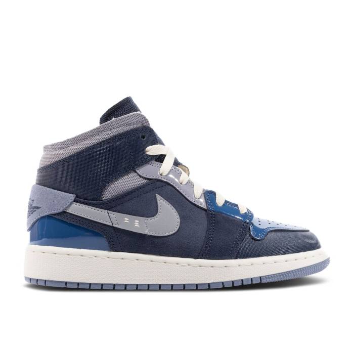 ナイキ エアジョーダン Air Jordan 【 Jordan 1 Mid Se Craft Gs Inside Out - Obsidian Youth Obsidian/French Blue/Ashen Slate/White 】 ミッド ジュニア キッズ 青色 ブルー 白色 ホワイト