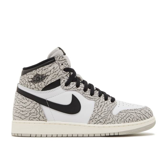 ナイキ エアジョーダン Air Jordan 【 Jordan 1 Retro High Og ガウス \u0027White Cement\u0027 Youth Tech Grey/Muslin/Black/White 】 レトロ ご機嫌 御坊っちゃん キッズ テック 薄墨色 薄墨色 黒いこと 黒いこと 白いこと 白いこと