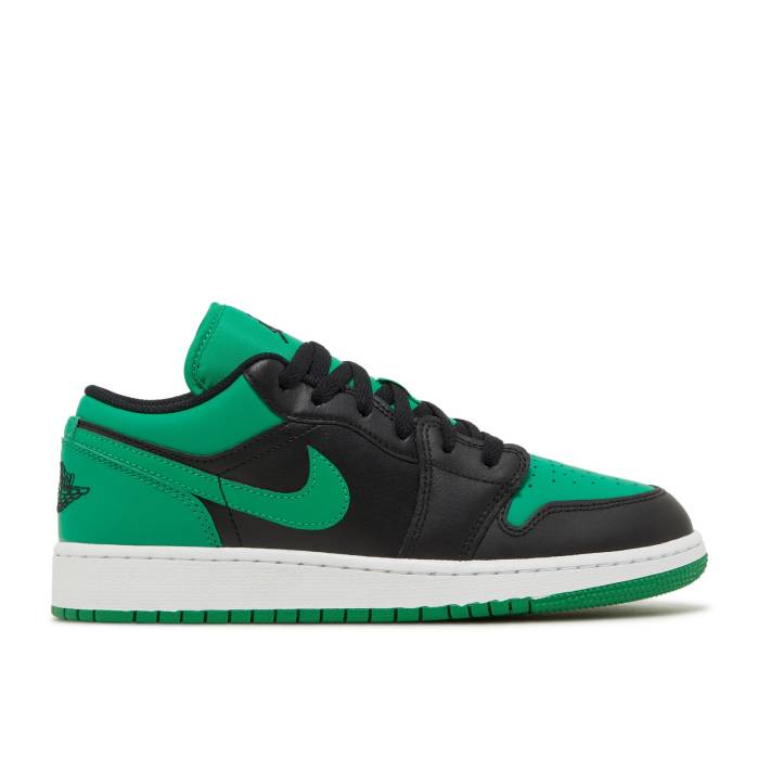 ナイキ エアジョーダン Air Jordan 【 Jordan 1 Low ガウス \u0027Black Lucky Green\u0027 Youth Black/Black/Lucky Green/White 】 御坊っちゃん キッズ 黒いこと 黒いこと green 緑・緑であること 白いこと 白いこと