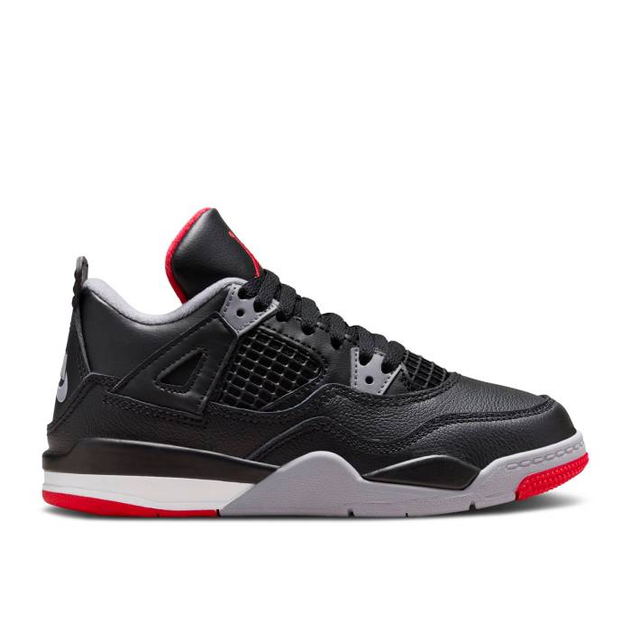 ナイキ エアジョーダン Air Jordan 【 Jordan 4 Retro Ps \u0027Bred Reimagined\u0027 Youth Black/Fire Red/Cement Grey/Summit White 】 レトロ 御坊っちゃん キッズ 黒いこと 黒いこと 火の手 Red 赤・赤いこと 薄墨色・シメント 薄墨色 グ 靴-スニーカー-キッズ・ベビー・マタニティ