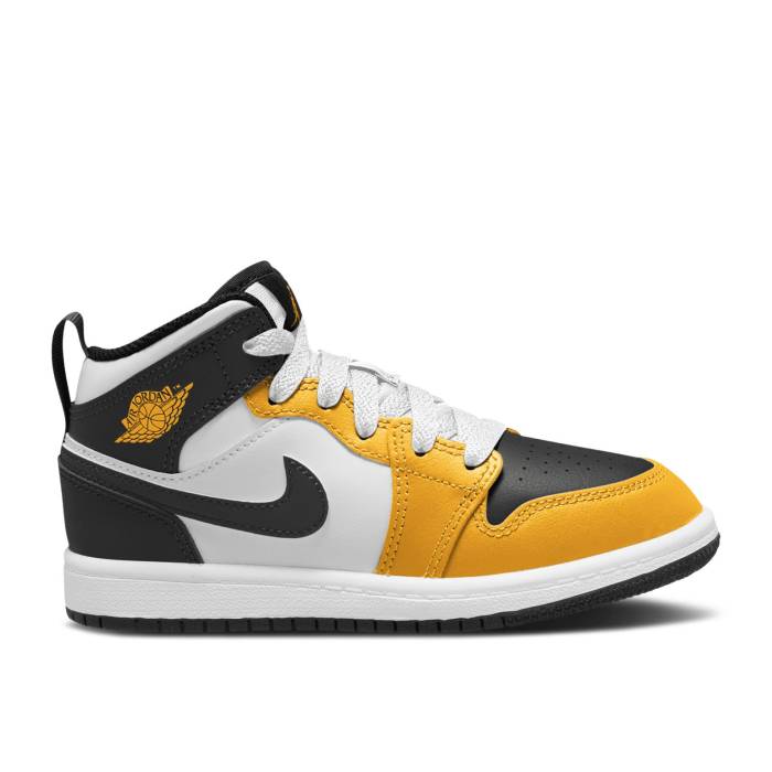ナイキ エアジョーダン Air Jordan 【 Jordan 1 Mid Ps \u0027Yellow Ochre\u0027 Youth Yellow Ochre/Black/White/Yellow Ochre 】 ミッド 御坊っちゃん キッズ yellow 黄味がかった・黄色 黒いこと 黒いこと 白いこと 白いこと