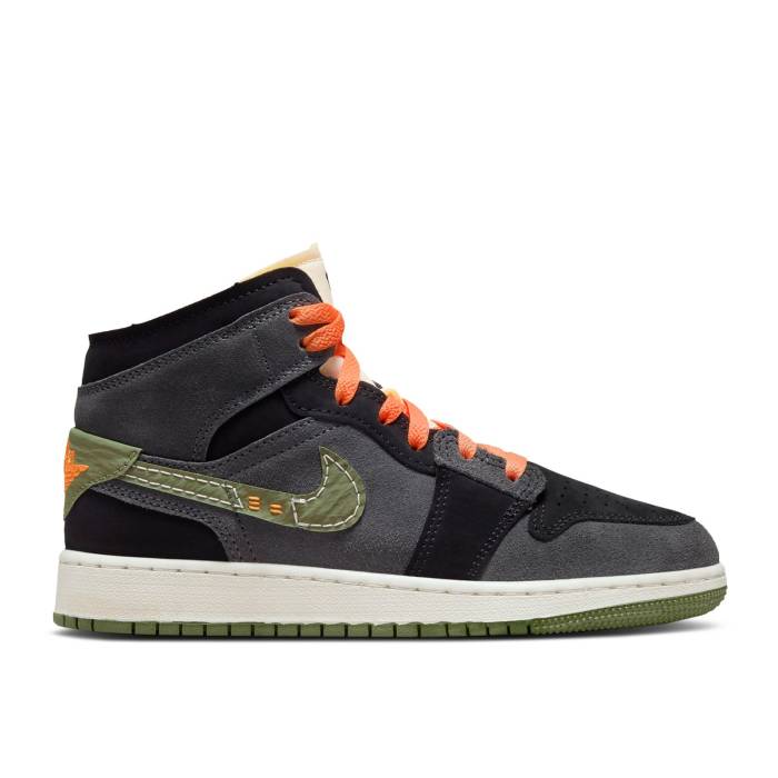 ナイキ エアジョーダン Air Jordan 【 Jordan 1 Mid Se Craft ガウス \u0027Anthracite Light Olive\u0027 Youth Anthracite/Sky J Light Olive/Black 】 ミッド 御坊っちゃん キッズ 天の原 olive オリーブ 黒いこと 黒いこと
