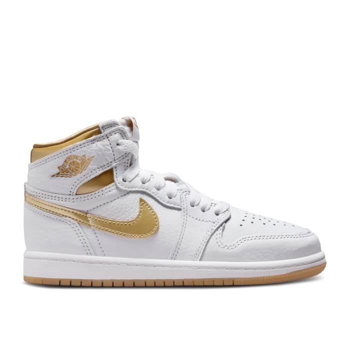 ナイキ エアジョーダン Air Jordan 【 Jordan 1 Retro High Og Ps \u0027Metallic Gold\u0027 Youth White/Metallic Gold/Gum Light Brown 】 レトロ ご機嫌 御坊っちゃん キッズ 白いこと 白いこと ゴールド 赤銅色 赤銅色