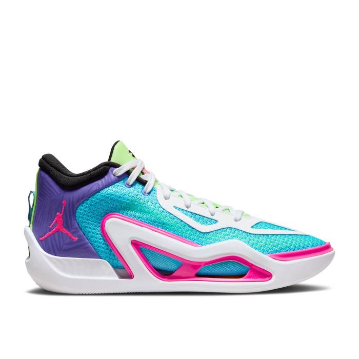 ナイキ エアジョーダン Air Jordan 【 Jordan Tatum 1 Pf \u0027Wave Runner\u0027 Men Lagoon Pulse/Pink Blast/Psychic Purple/White/Lime Glow/Black 】 メンズ pink さくら色 ブラジャー同盟罷工 Purple 紫・パープル 白いこと 白いこと 菩提樹 黒いこと ブ スニーカー-メンズ靴