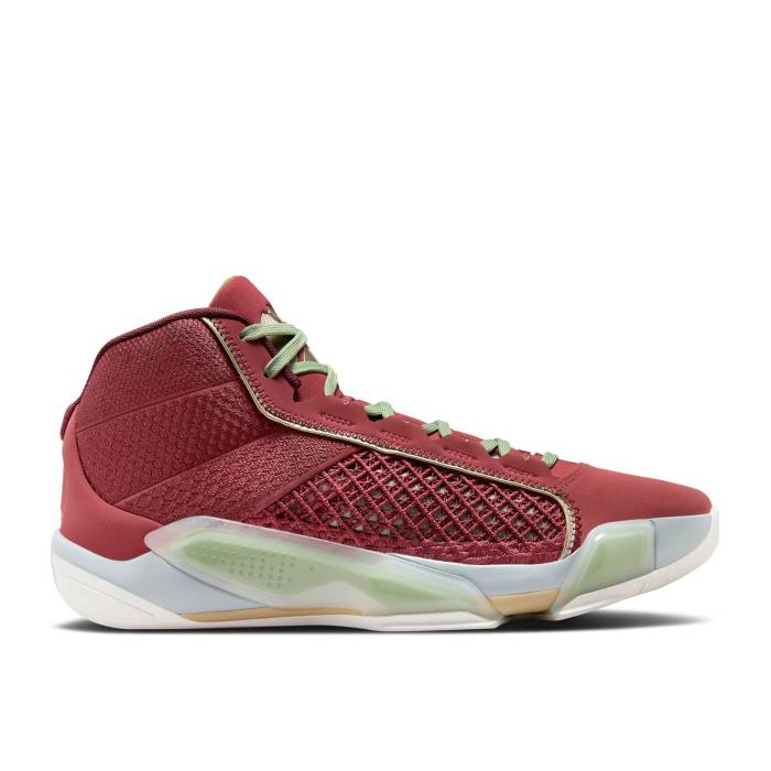 ナイキ エアジョーダン Air Jordan 【 Jordan 38 Pf \u0027Year Of The Dragon\u0027 Men Cedar/Metallic Gold Grain/Light Pumice/Sail/Oil Green/Dark Team Red 】 メンズ ゴールド green 緑・緑であること Team 野球クラブ Red 赤・赤いこと
