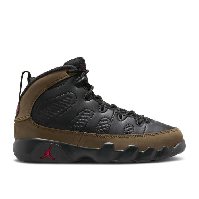 ナイキ　エアジョーダン Air Jordan 【 Jordan 9 Retro Ps 'Olive' 2024 Youth Black/True Red/Light Olive 】 レトロ ジュニア キッズ 黒色 ブラック Red 赤・レッド olive オリーブ｜スニケス 34,775円