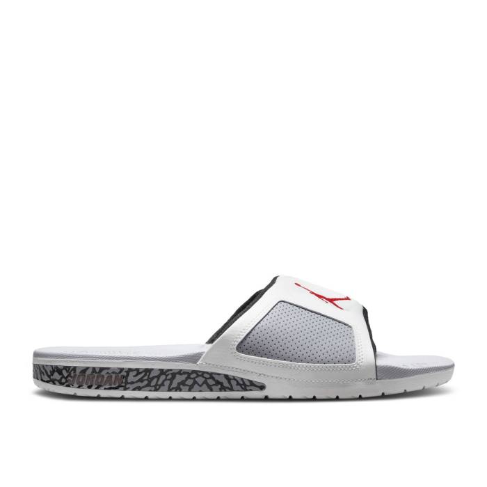 ナイキ　エアジョーダン Air Jordan 【 Jordan Hydro 3 Retro Slide 'White Cement' Men Summit White/Cement Grey/Black/Fire Red 】 Hydro ハイドロ レトロ Slide サンダル メンズ 白色 ホワイト 灰色・シメント 灰色 グレー