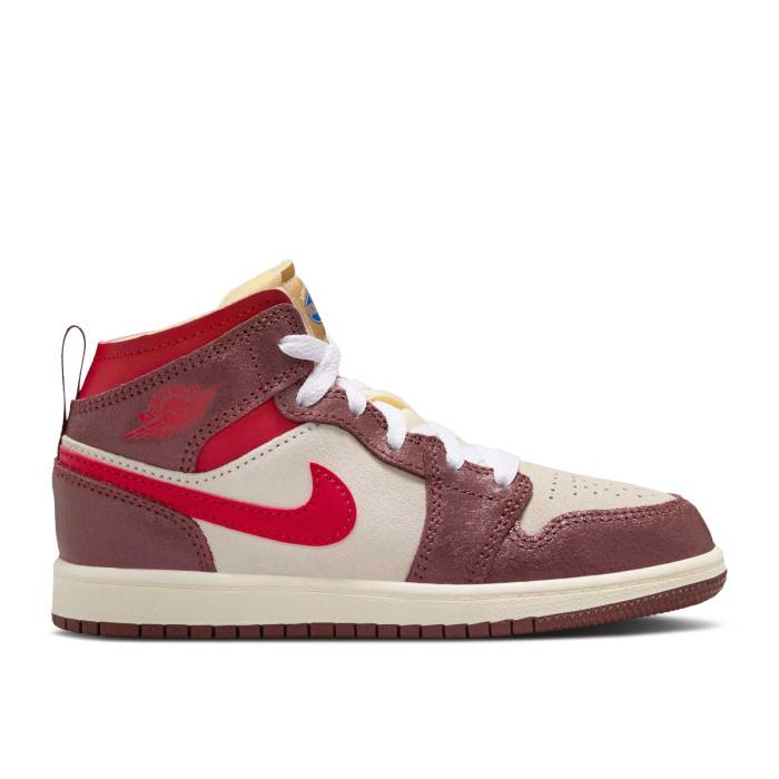 ナイキ エアジョーダン Air Jordan 【 Jordan 1 Mid Se Ps \u0027Breakfast\u0027 Youth Coconut Milk/Dark Pony/Pale Vanilla/Varsity Red 】 ミッド 御坊っちゃん キッズ 子馬 Red 赤・赤いこと