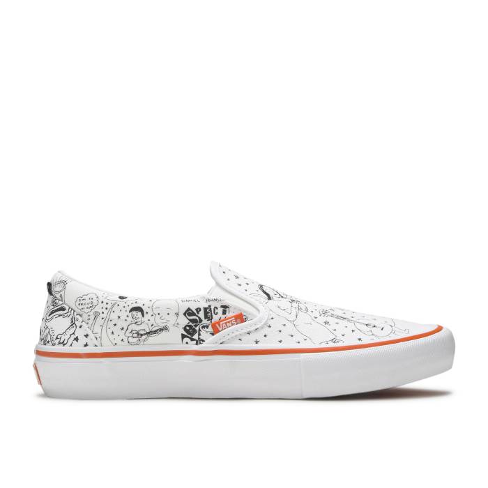 ヴァンズ Vans 【 No-Comply X Daniel Johnston X Slip-On Pro 'Doodles' Men True White/Black 】 slip-on スリッポン プロ メンズ 白色 ホワイト 黒色 ブラック｜スニケス