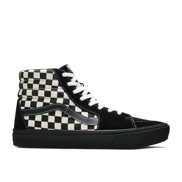 ヴァンズ Vans 【 Sk8-Hi Comfycush \u0027Mixed Media - Black Checker\u0027 Men Antique White/Black 】 滑るご機嫌 黒いこと 黒いこと メンズ 白いこと 白いこと 黒いこと 黒いこと