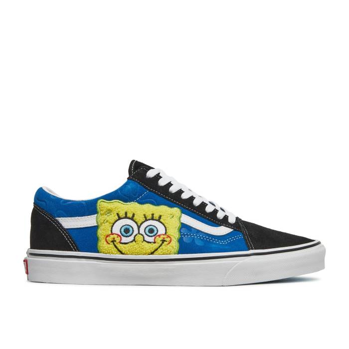 ヴァンズ Vans 【 Spongebob Squarepants X Old Skool \u0027Smile Patch\u0027 Men Black/Blue 】 海綿質シリング メンズ 黒いこと 黒いこと 青み 青色