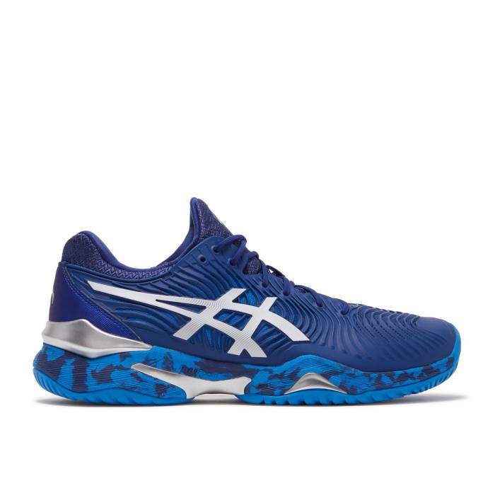 アシックス Asics 【 Court Ff Novak \u0027Blue Print Camo\u0027 Men Blue Print/White 】 厚地の外套 メンズ 青碧 青碧 白いこと 白いこと