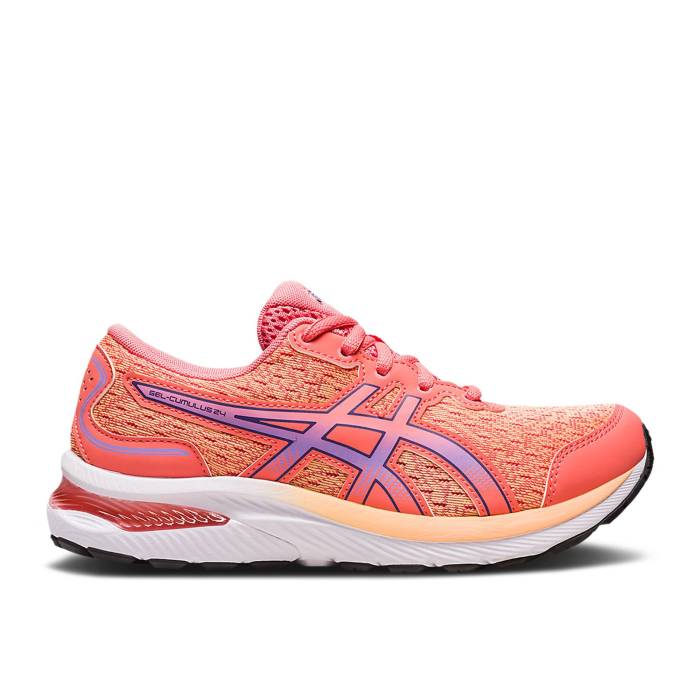 アシックス Asics 【 Gel Cumulus 24 ガウス \u0027Papaya Dusty Purple\u0027 Youth Papaya/Dusty Purple 】 御坊っちゃん キッズ Purple 紫・パープル