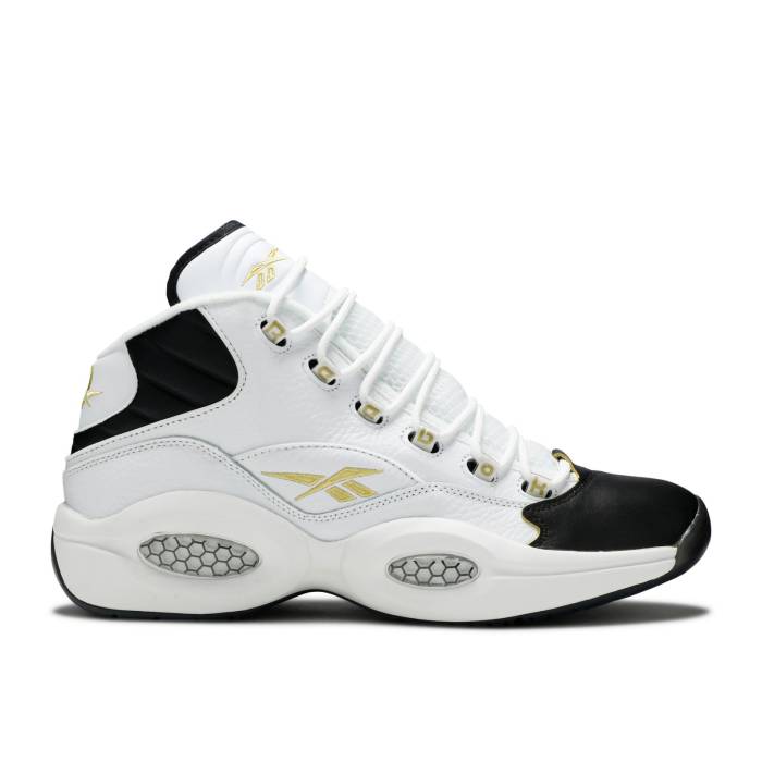 リーボック Reebok 【 Question Mid \u0027Respect My Shine\u0027 Men White/Black/Gold Metallic 】 Question 問い合わせ ミッド メンズ 白いこと 白いこと 黒いこと 黒いこと ゴールド