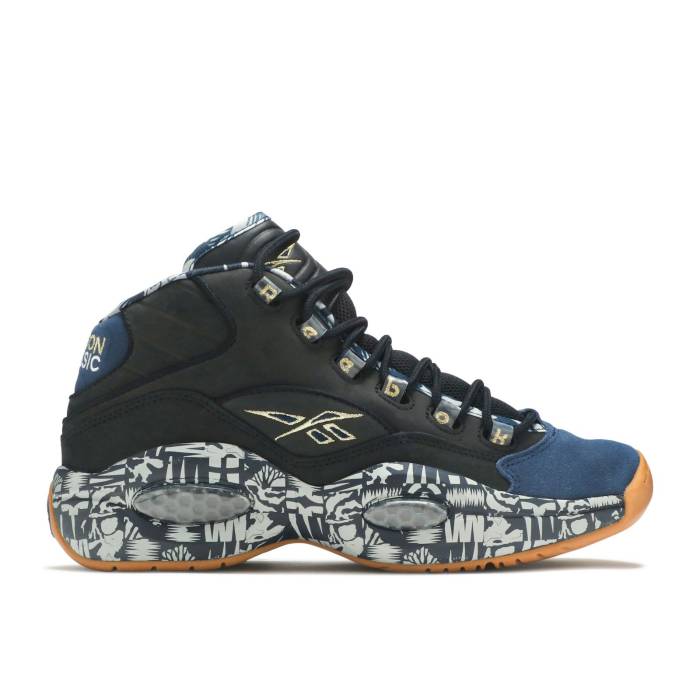 リーボック Reebok 【 Question Mid 'Iverson Roundball Classic' Men Black/Collegiate Navy/Mgh Solid Grey 】 Question クエスチョン ミッド メンズ 黒色 ブラック 紺色 ネイビー ソリッド 灰色 グレー|スニケス