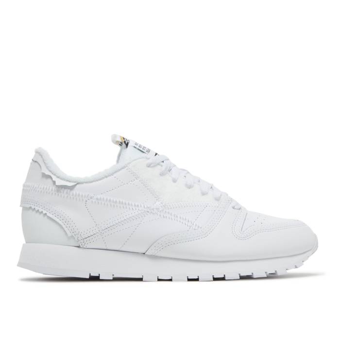 リーボック Reebok 【 Maison Margiela X Classic Leather \u0027Memory Of - White\u0027 Men Footwear White/Black/Footwear White 】 古典派音楽 なめし革 メンズ 白いこと 白いこと 黒いこと 黒いこと