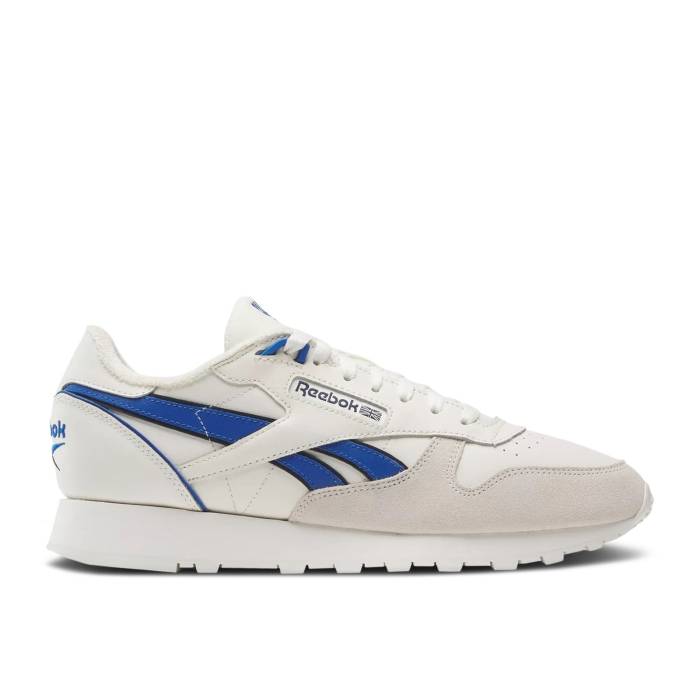リーボック Reebok 【 Classic Leather 'Chalk Vector Blue' Men Chalk/Vector Blue/Vector Navy 】 クラシック レザー メンズ 青色 ブルー 紺色 ネイビー｜スニケス