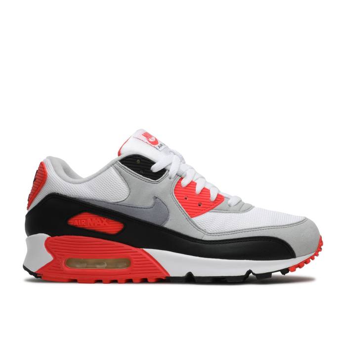 ナイキ Nike 【 Air Max 90 Classic Hoa \u0027Infrared\u0027 2005 Men White/Cement Grey-Infrared-Black 】 マックス 古典派音楽 メンズ 白いこと 白いこと 薄墨色・シメント