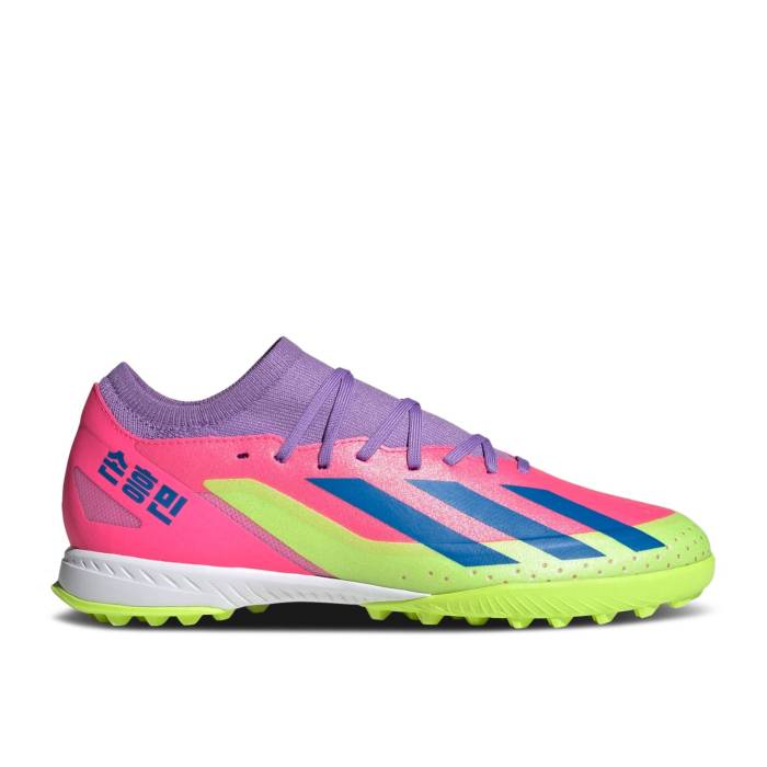 アディダス Adidas 【 Son Heung-Min X X Crazyfast Son.3 Tf \u0027South Korea Nightlife\u0027 Men Lucid Lemon/Bright Royal/Lucid Pink 】 メンズ pink サクラ色
