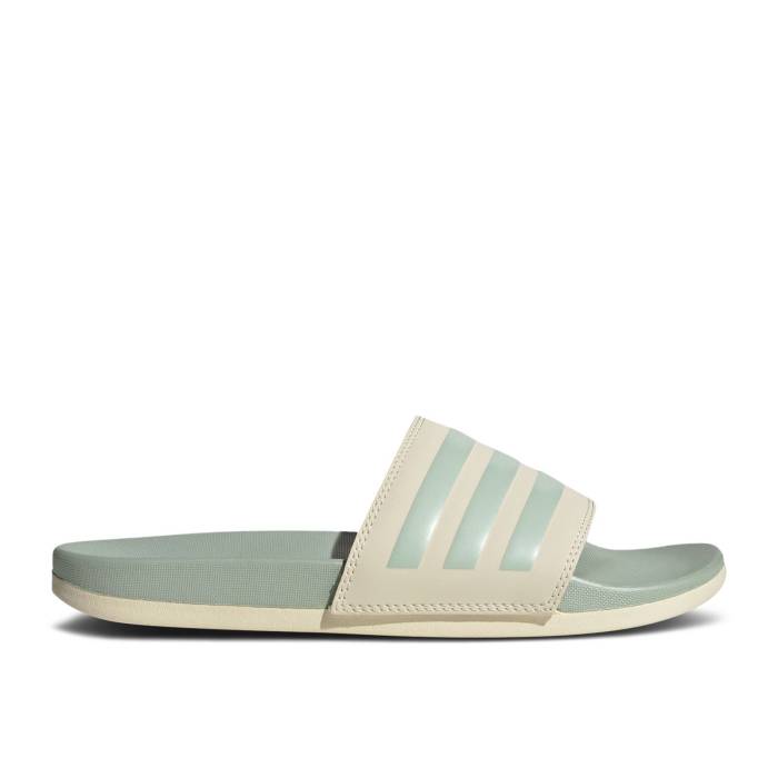 アディダス Adidas 【 Wmns Adilette Comfort Slide \u0027Wonder White Linen Green Metallic\u0027 Women Wonder White/Linen Green Metallic/Linen Green Metallic 】 アディレッタ Slide サンダル 白いこと 白いこと green 緑・緑であること レディース