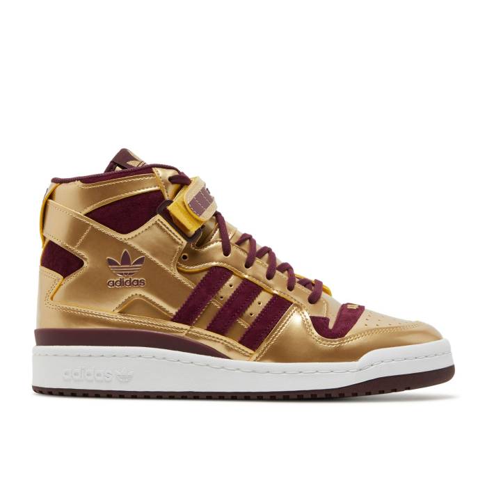 アディダス Adidas 【 Dtlr X Forum High 84 'Baltimore Boys' Men Gold Metallic/Maroon/Footwear White 】 フォーラム ハイ メンズ ゴールド マルーン 白色 ホワイト画像