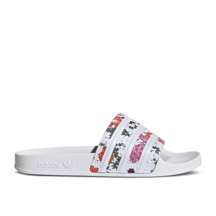 アディダス Adidas 【 Wmns Adilette Slide \u0027White Floral\u0027 Women Cloud White/Cloud White/Cloud White 】 アディレッタ Slide サンダル レディース 白いこと 白いこと